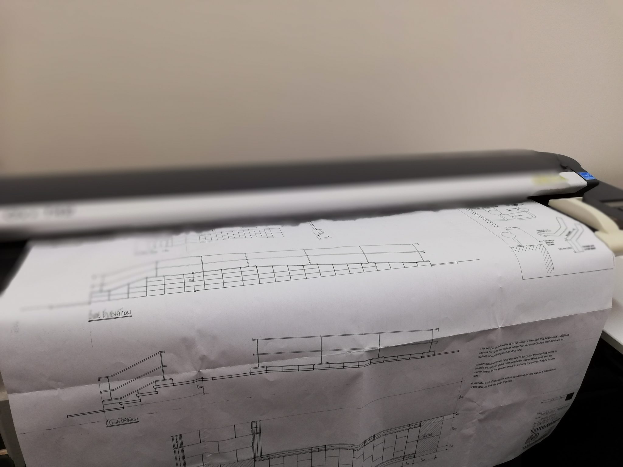 Large format scanner digitising architectural drawings at Docuex
